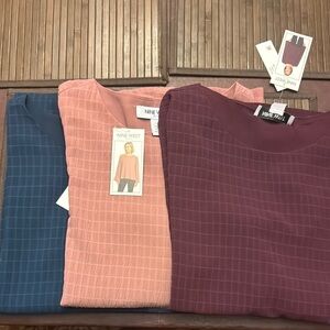 Nine West Textured Woven Blouse 3 Colors Blue, Pink, Burgundy 110